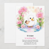 Duck Kinder Meisje Verjaardagsuitnodiging Kaart (Voorkant / Achterkant)