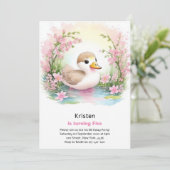 Duck Kinder Meisje Verjaardagsuitnodiging Kaart (Staand voorkant)