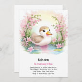 Duck Kinder Meisje Verjaardagsuitnodiging Kaart (Voorkant / Achterkant)