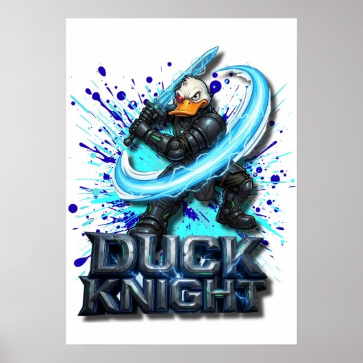 Duck Knight 3D Cyber Duck Warrior T-shirt Poster (Voorkant)
