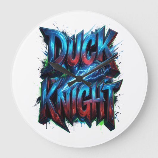 Duck Knight 3D Cyber Graffiti Logo Grote Klok (Voorkant)