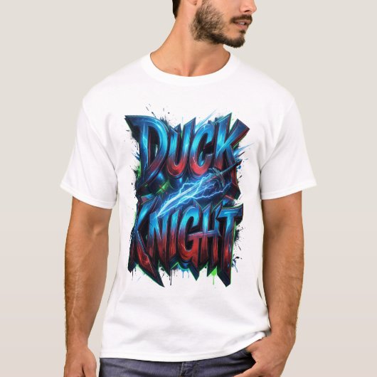 Duck Knight 3D Cyber Graffiti Logo T-shirt (Voorkant)