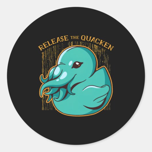 Duck Kraken Release The Quacken Funny Rubber Boxer Ronde Sticker (Voorkant)
