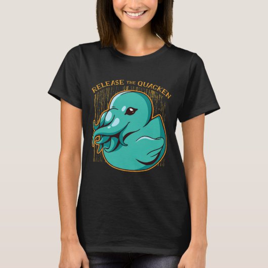 Duck Kraken Release The Quacken Funny Rubber Boxer T-shirt (Voorkant)