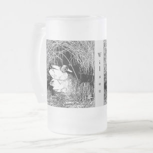 Duck Lake Bird Masculine Black White Lakeside Matglas Bierpul