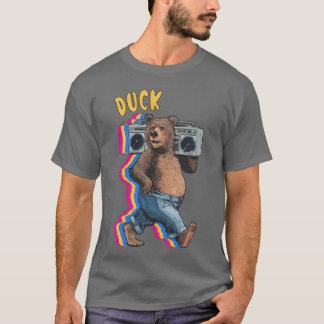 DUCK Leuke Outr Warrior Grappige Beer 80s familie T-shirt