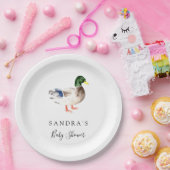 Duck Mallard Baby shower Minimal Modern Elegant Papieren Bordje (Feest)