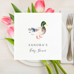 Duck Mallard Baby shower Minimal Modern Elegant Servet