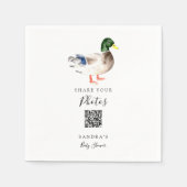Duck Mallard Baby shower Share Foto's QR-code Servet (Voorkant)