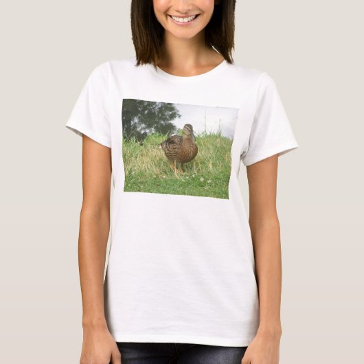 Duck Mallard Vrouw Cute Natuur Foto T-shirt (Voorkant)