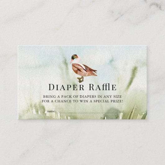 Duck / Mallard Waterverf Field Luier Raffle Ticket Informatiekaartje (Voorkant)
