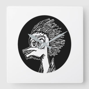 Duck man portret schettering vierkante klok