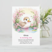 Duck Meisje Eerste Verjaardag Uitnodiging (Staand voorkant)