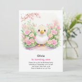 Duck Meisje Eerste Verjaardag Uitnodiging (Staand voorkant)