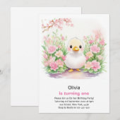 Duck Meisje Eerste Verjaardag Uitnodiging (Voorkant / Achterkant)