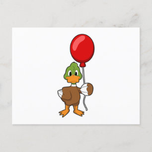 Duck met ballon briefkaart