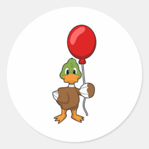 Duck met ballon ronde sticker