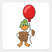 Duck met ballon vierkante sticker (Voorkant)