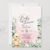 Duck met boog roze meisje Baby shower uitnodiging (Voorkant)