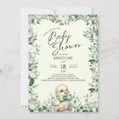 Duck met Bow Greenery Baby shower Invitation Kaart (Voorkant)