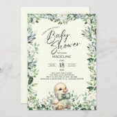 Duck met Bow Greenery Baby shower Invitation Kaart (Voorkant / Achterkant)