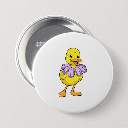 Duck met Daisy Ronde Button 7,6 Cm (Voorkant /achterkant)