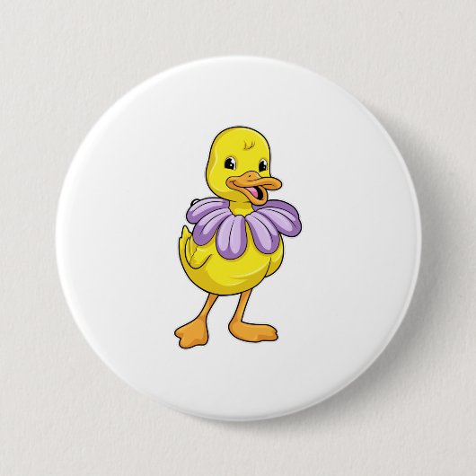 Duck met Daisy Ronde Button 7,6 Cm (Voorkant)
