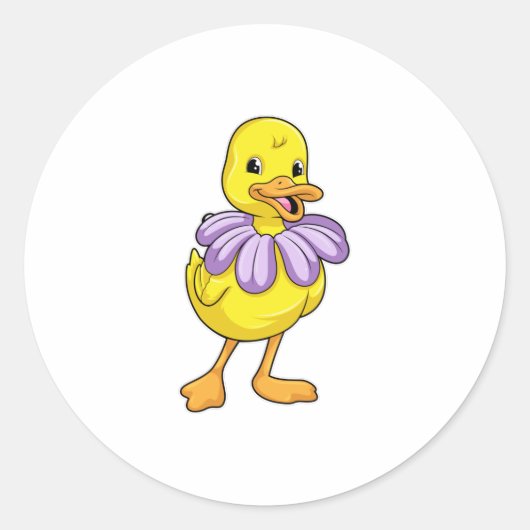 Duck met Daisy Ronde Sticker (Voorkant)