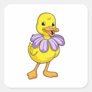 Duck met Daisy Vierkante Sticker