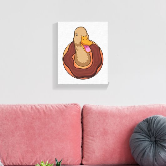 Duck met Donut Canvas Afdruk (Insitu (Woonkamer))