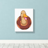 Duck met Donut Canvas Afdruk (Insitu (Houten vloer))