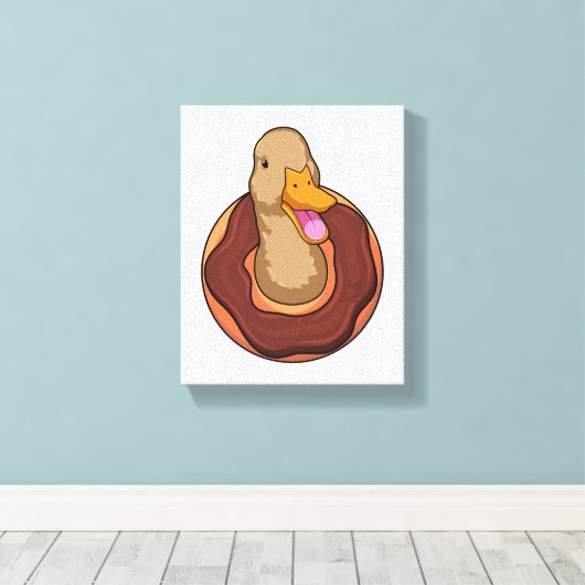 Duck met Donut Canvas Afdruk (Insitu (Houten vloer))