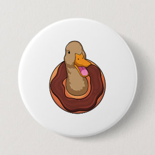 Duck met Donut Ronde Button 7,6 Cm