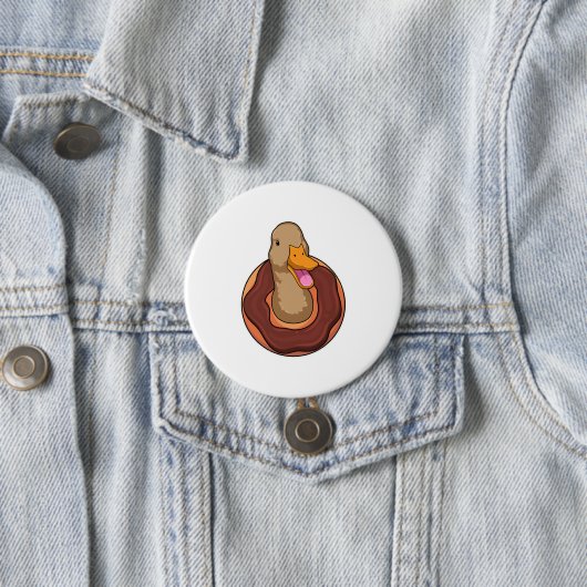 Duck met Donut Ronde Button 7,6 Cm (In situ)