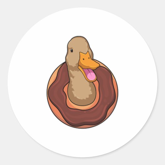 Duck met Donut Ronde Sticker (Voorkant)