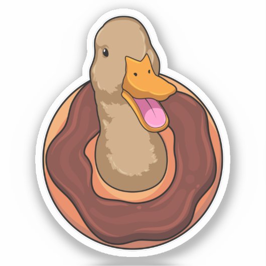 Duck met Donut Sticker (Voorkant)