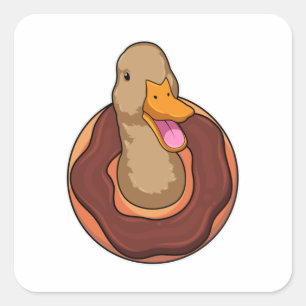 Duck met Donut Vierkante Sticker