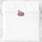Duck met Donut Vierkante Sticker (Tas)