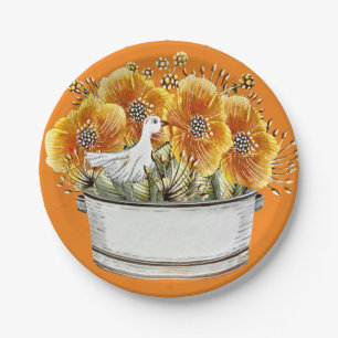 Duck met Flowers & Containerontwerp Papieren Bordje