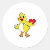 Duck met hart ronde sticker (Voorkant)