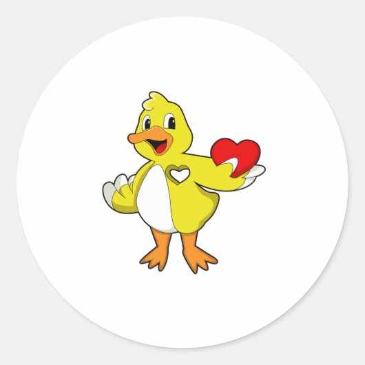 Duck met hart ronde sticker (Voorkant)