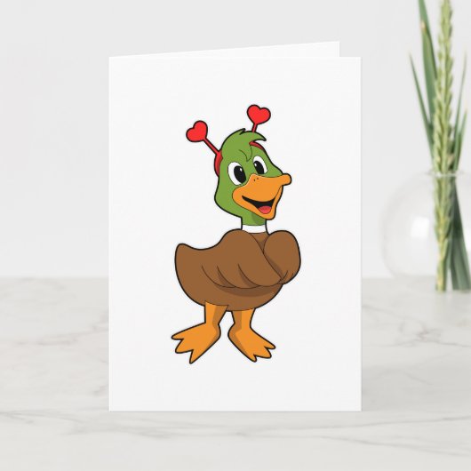 Duck met Heart Headband Kaart (Voorkant)