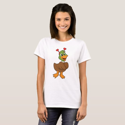 Duck met Heart Headband T-shirt (Voorkant volledig)