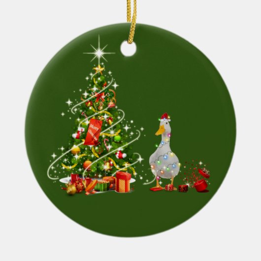 Duck met Petten kerst Keramisch Ornament (Voorkant)