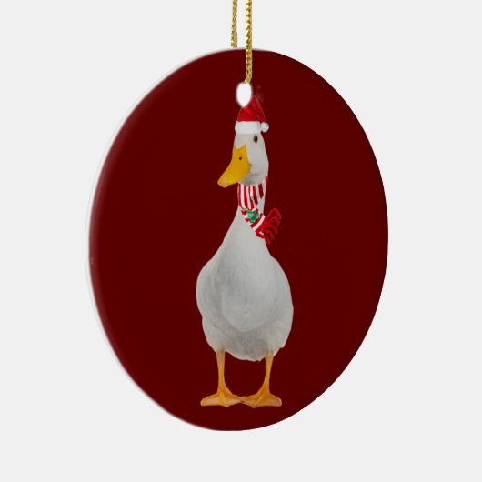 Duck met Petten kerst Keramisch Ornament (Rechts)