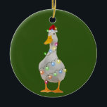 Duck met Petten kerstmis Keramisch Ornament<br><div class="desc">Duck met Petten kerstmis</div>