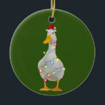 Duck met Petten kerstmis Keramisch Ornament<br><div class="desc">Duck met Petten kerstmis</div>