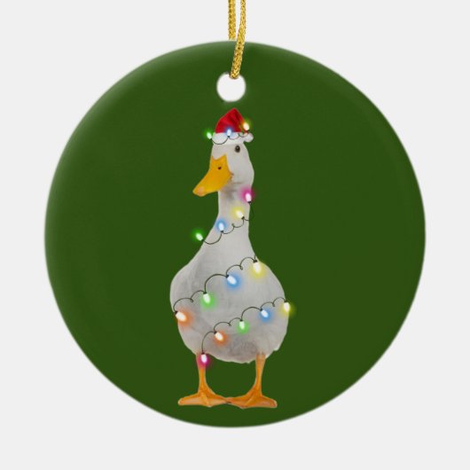 Duck met Petten kerstmis Keramisch Ornament (Voorkant)