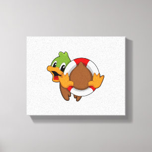 Duck met Swim ring Canvas Afdruk