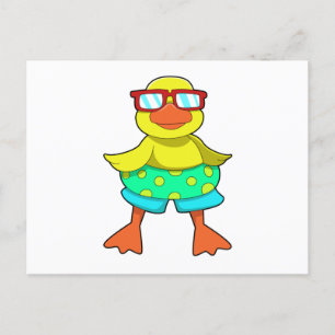 Duck met Swim-ring en zonnebril Briefkaart